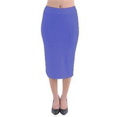 Dark Slate Blue Color Velvet Midi Pencil Skirt by SpinnyChairDesigns