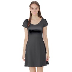 Dark Slate Grey Color Short Sleeve Skater Dress by SpinnyChairDesigns