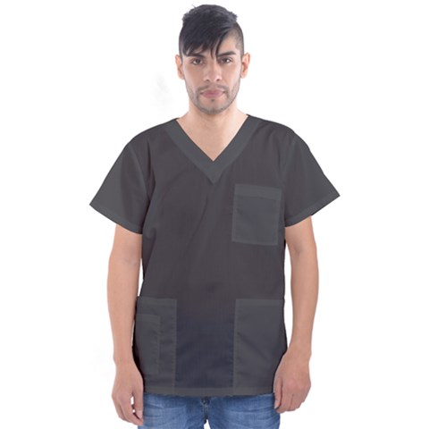 Dark Slate Grey Color Men s V-neck Scrub Top by SpinnyChairDesigns