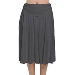 Dark Slate Grey Color Velvet Flared Midi Skirt by SpinnyChairDesigns