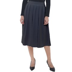Dark Slate Grey Color Classic Velour Midi Skirt 