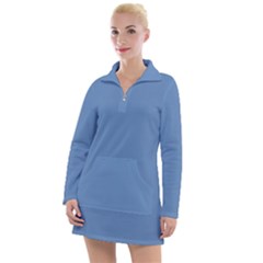 Faded Blue Color Women s Long Sleeve Casual Dress by SpinnyChairDesigns