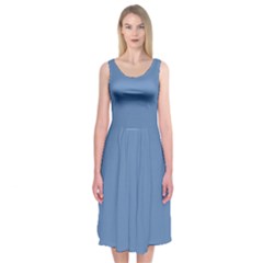 Faded Blue Color Midi Sleeveless Dress by SpinnyChairDesigns