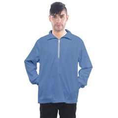 Faded Blue Color Men s Half Zip Pullover by SpinnyChairDesigns