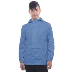 Faded Blue Color Men s Front Pocket Pullover Windbreaker by SpinnyChairDesigns