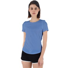 Faded Blue Color Back Cut Out Sport Tee by SpinnyChairDesigns