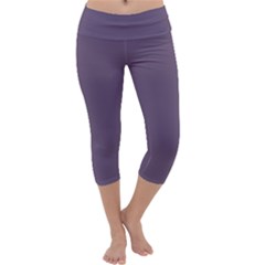Grape Compote Purple Color Capri Yoga Leggings by SpinnyChairDesigns