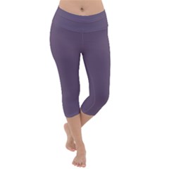 Grape Compote Purple Color Lightweight Velour Capri Yoga Leggings by SpinnyChairDesigns