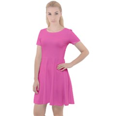 Hot Hollywood Pink Color Cap Sleeve Velour Dress  by SpinnyChairDesigns