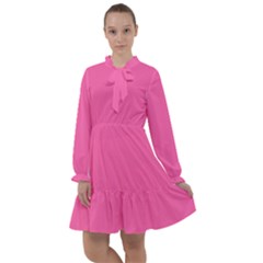 Hot Hollywood Pink Color All Frills Chiffon Dress