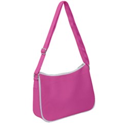 Hot Hollywood Pink Color Zip Up Shoulder Bag by SpinnyChairDesigns