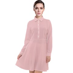 Baby Pink Color Long Sleeve Chiffon Shirt Dress by SpinnyChairDesigns