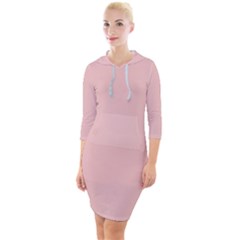 Baby Pink Color Quarter Sleeve Hood Bodycon Dress by SpinnyChairDesigns