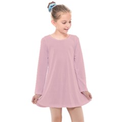Baby Pink Color Kids  Long Sleeve Dress by SpinnyChairDesigns