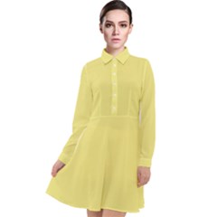 True Lemon Yellow Color Long Sleeve Chiffon Shirt Dress by SpinnyChairDesigns