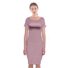 True Mauve Color Classic Short Sleeve Midi Dress by SpinnyChairDesigns