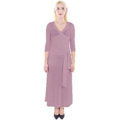 True Mauve Color Quarter Sleeve Wrap Maxi Dress by SpinnyChairDesigns