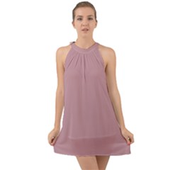 True Mauve Color Halter Tie Back Chiffon Dress by SpinnyChairDesigns