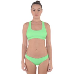 Mint Green Color Cross Back Hipster Bikini Set by SpinnyChairDesigns