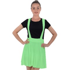 Mint Green Color Velvet Suspender Skater Skirt by SpinnyChairDesigns
