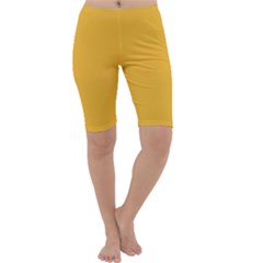 True Mustard Yellow Color Cropped Leggings  by SpinnyChairDesigns