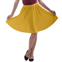True Mustard Yellow Color A-line Skater Skirt by SpinnyChairDesigns