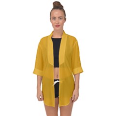 True Mustard Yellow Color Open Front Chiffon Kimono by SpinnyChairDesigns