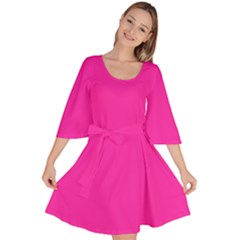Neon Pink Color Velour Kimono Dress by SpinnyChairDesigns