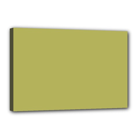 Olive Green Color Canvas 18  X 12  (stretched) by SpinnyChairDesigns