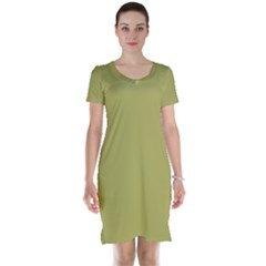 Olive Green Color Short Sleeve Nightdress by SpinnyChairDesigns