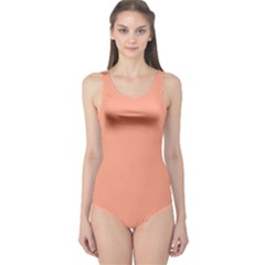 True Peach Color One Piece Swimsuit by SpinnyChairDesigns