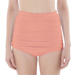 True Peach Color High-waisted Bikini Bottoms by SpinnyChairDesigns
