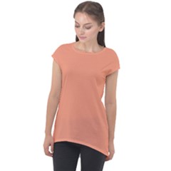 True Peach Color Cap Sleeve High Low Top by SpinnyChairDesigns