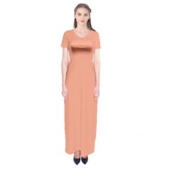 True Peach Color Short Sleeve Maxi Dress by SpinnyChairDesigns