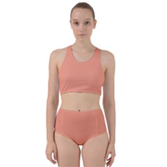 True Peach Color Racer Back Bikini Set by SpinnyChairDesigns