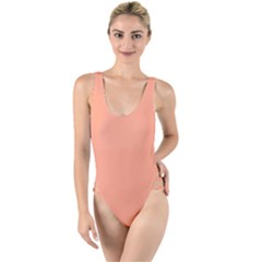 True Peach Color High Leg Strappy Swimsuit by SpinnyChairDesigns