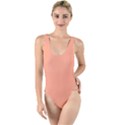 True Peach Color High Leg Strappy Swimsuit View1