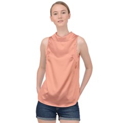 True Peach Color High Neck Satin Top