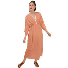 True Peach Color Grecian Style  Maxi Dress by SpinnyChairDesigns