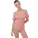 True Peach Color Frill Detail One Piece Swimsuit View1