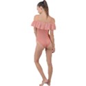 True Peach Color Frill Detail One Piece Swimsuit View2