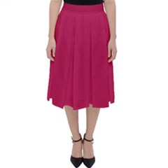 Rose Red Color Classic Midi Skirt by SpinnyChairDesigns