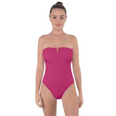 Rose Red Color Tie Back One Piece Swimsuit