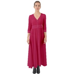 Rose Red Color Button Up Boho Maxi Dress