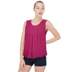 Rose Red Color Bubble Hem Chiffon Tank Top