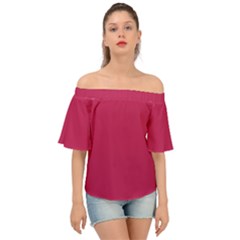 Rose Red Color Off Shoulder Short Sleeve Top by SpinnyChairDesigns