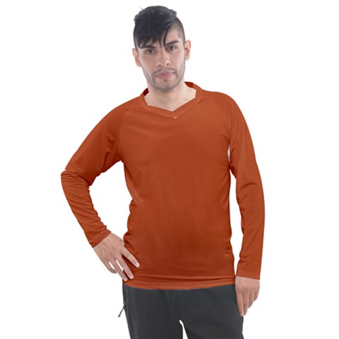 True Rust Color Men s Pique Long Sleeve Tee by SpinnyChairDesigns