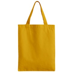 True Saffron Yellow Color Zipper Classic Tote Bag by SpinnyChairDesigns