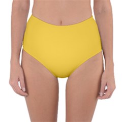 True Saffron Yellow Color Reversible High-waist Bikini Bottoms by SpinnyChairDesigns