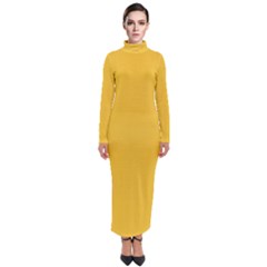 True Saffron Yellow Color Turtleneck Maxi Dress by SpinnyChairDesigns